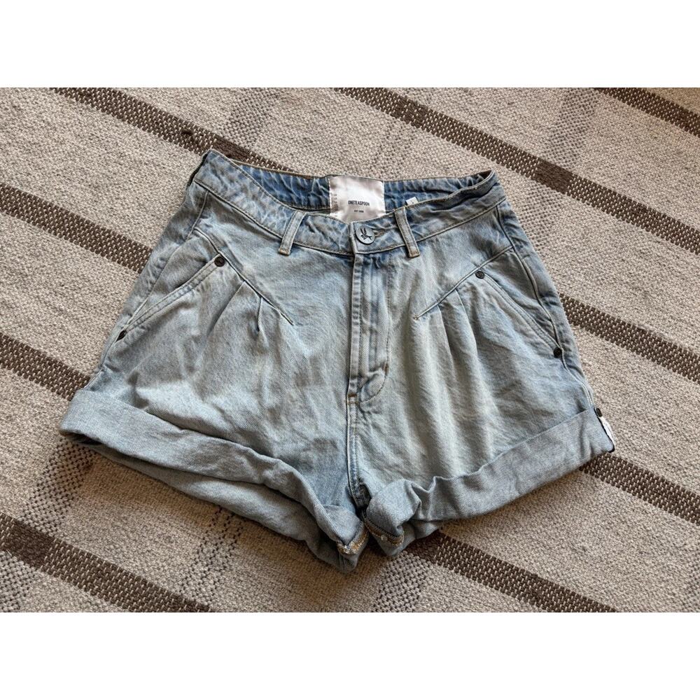 One Teaspoon Kansas Street Walker Denim Shorts High Rise 80’s Light Wash 25